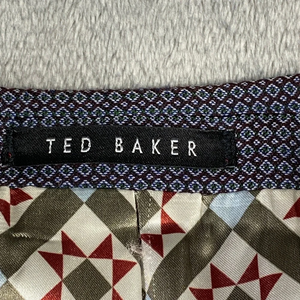Ted Baker Sport Coat Men 44R Purple Micro Diamond Wool Blazer Modern Fit DEZIREJ